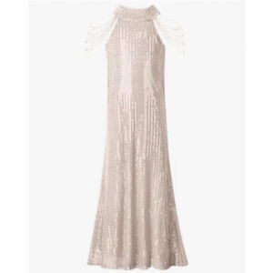 NEW Girls Sequin Sparkly Halter Neck Sleeveless Party Wedding Dress 14 Yrs